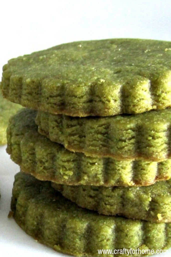 Matcha Mint Sugar Cookies | Add mint extract to this matcha cookies recipe for the best Christmas cookies or anytime you want sugar cookies as a sweet treat with natural food color. #matchacookies #christmascookies #sugarcookies #sugarcookieswithoutfoodcolor #mintcookies #dairyfreesugarcookies for full recipe on www.craftyforhome.com