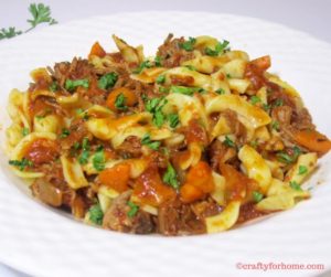 Slow cooked beef ragu with broad pasta