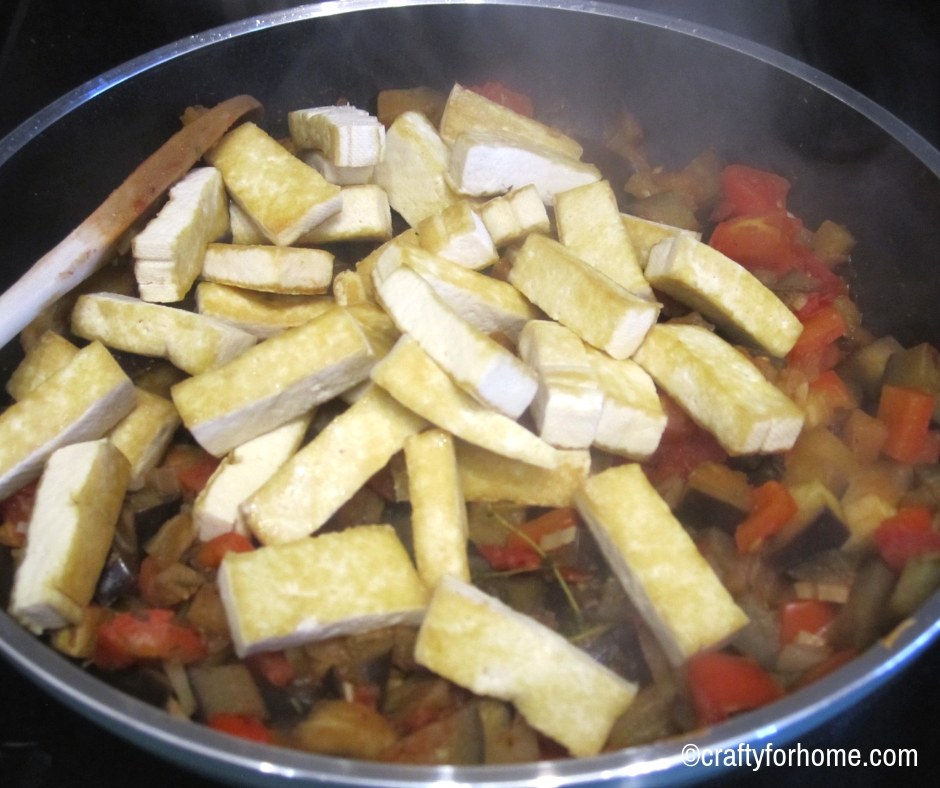 Eggplant Tofu Stir-fry | This meal is a quick and easy dairy-free vegetarian eggplant and tofu stir-fry recipe that is perfect for weekday meals or meal prep. #dairyfree #vegan #tofurecipes #eggplantrecipes for full recipe on www.craftyforhome.com
