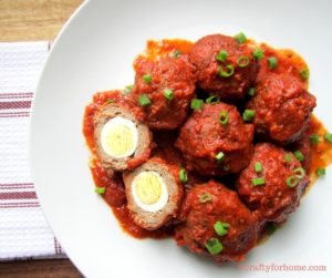 Quail Egg Stuffed Meatballs | These meatballs are easy dairy-free and gluten-free meal idea for a busy weekend or meal prep with a little surprise inside also a fun meal for Easter dinner or anytime.