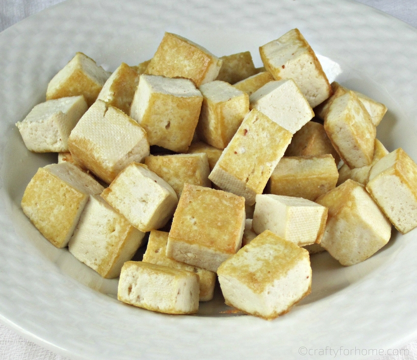 Fried tofu for tofu chickpea curry