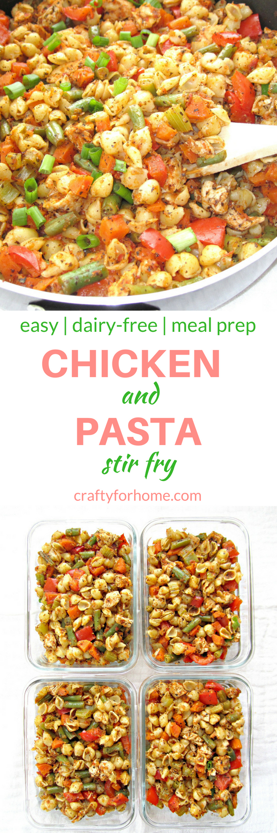 One comfort food of quick and easy healthy Chicken Pasta Skillet recipes for family weeknight dinner meals or meal prep ideas, also use homemade seasonings #mealprep #pasta #skillet #chickenpasta for full recipe on craftyforhome.com