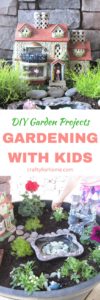 Miniature garden ideas on outdoor container for kids #fairygarden #miniaturegarden #gardenproject #gardeningwithkids for more ideas read more on craftyforhome.com