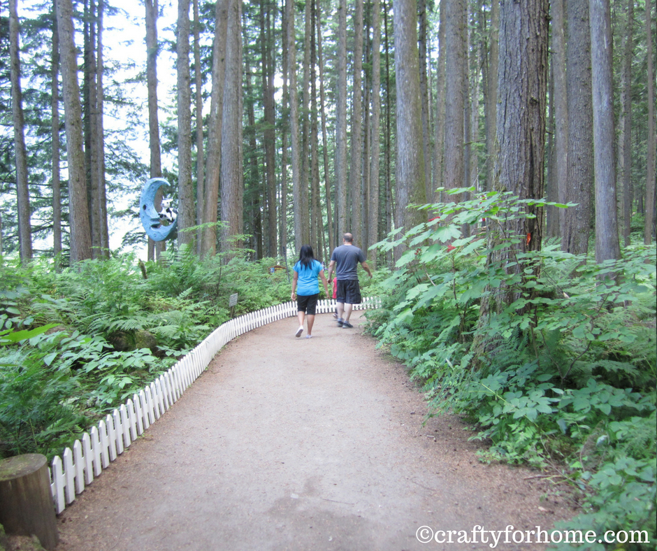 Take the family and friends to visit the Enchanted Forest in Revelstoke, British Columbia. You will see all enchanting figurines from the fairy tale stories and lots of beautiful miniature houses and treehouses that you wish to have it in the backyard. For more stories on www.craftyforhome.com #travel #visitbritishcolumbia #treehouse #fairyhouse #miniaturehouse #enchantedforest #revelstoke #familyadventure #travelwithfamily 