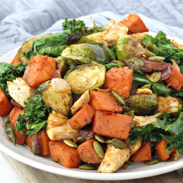 A Plate of Leftover Turkey With Veggies