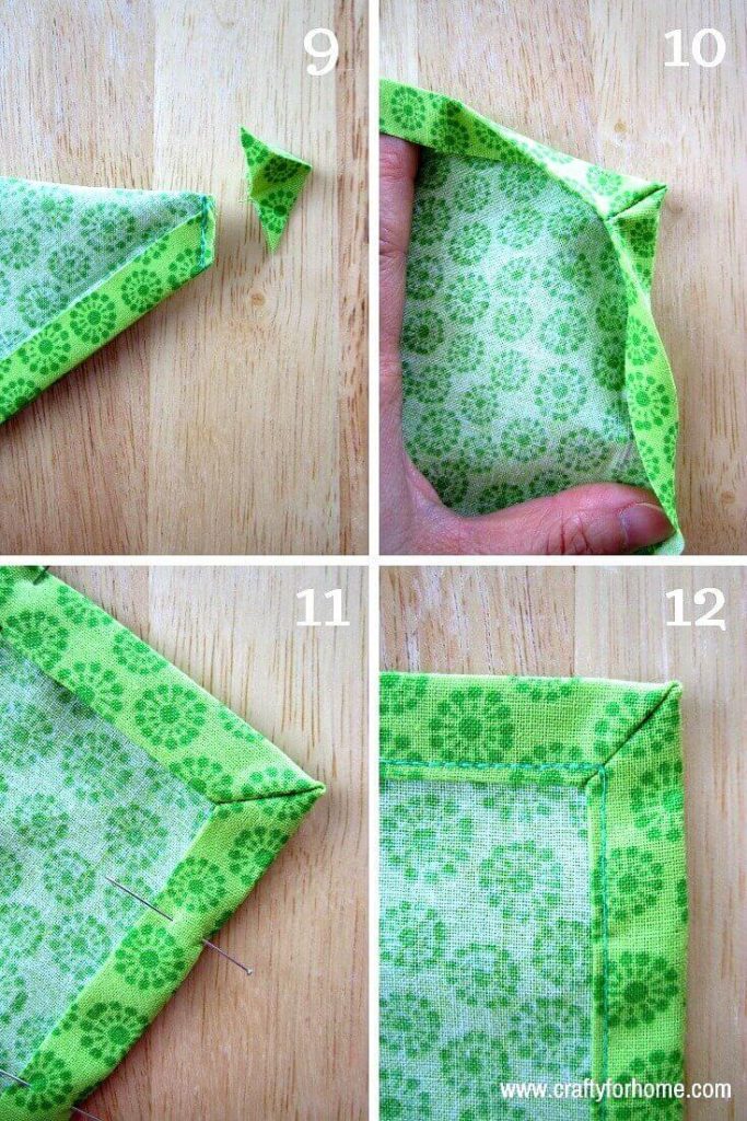 Handmade Mitered Corner Napkins | A simple tutorials on how to make handmade mitered corners napkins from fat quarters as an easy DIY project for home. #fatquartersproject #easysewingtutorials #miteredcornernapkins #handmadeclothnapkins #DIYmiteredcornernapkins #DIYhomewarminggifts #DIYchristmasgifts #DIYprojectsforwedding #clothnapkinsforwedding #DIYhomemadegifts #sewingforkids #DIYhomedecor for full tutorials on https://craftyforhome.com