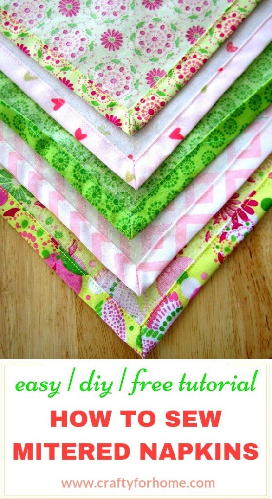 Sew Easy Handmade Mitered Corners Napkins Crafty For Home