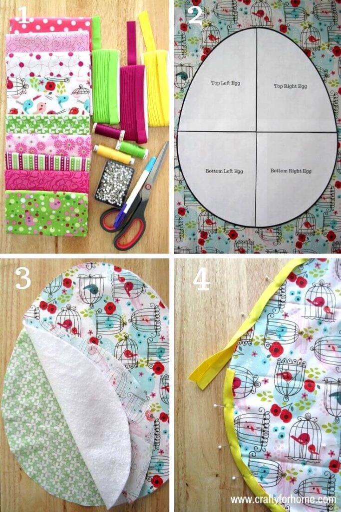 How To Sew Easter Egg Placemat | These Easter egg placemat tutorials are easy to follow and fun to do for Easter sewing project ideas, and you can do it in one afternoon. #eastereggplacemat #eastereggplacematpattern #eastersewingproject #fatquartercrafts #sewingcraftforkids #springseasonproject #ovalplacemattutorials #easyquiltproject #eastercraft #easterdecoration for full tutorials on www.craftyforhome.com