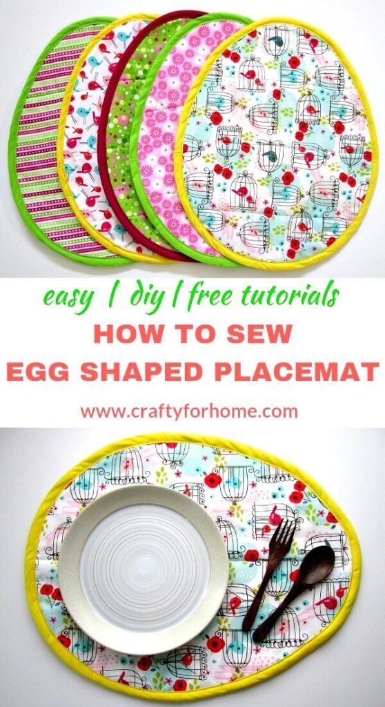 How To Sew Easter Egg Placemat | These Easter egg placemat tutorials are easy to follow and fun to do for Easter sewing project ideas, and you can do it in one afternoon. #eastereggplacemat #eastereggplacematpattern #eastersewingproject #fatquartercrafts #sewingcraftforkids #springseasonproject #ovalplacemattutorials #easyquiltproject #eastercraft #easterdecoration for full tutorials on www.craftyforhome.com