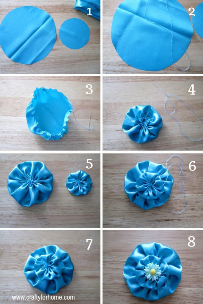 4 Easy Ways To Make Fabric Flower | Learn how easy to make four different fabric flowers, and you can use it for any crafts around the house, embellish the cloth, gift wrapping, hair accessories, also craft for sale. #fabricflowers #easytutorials #fabricflowertutorials #easycraftforkids #easycraftforteens for full tutorials on www.craftyforhome.com