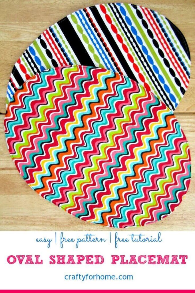 Oval Shaped Placemat Tutorial | Get your free oval-shaped placemat pattern for this 10 minutes easy sewing project as your next DIY home decor. #ovalplacemats #sewingforkitchen #eastersewingprojects #craftforkids #placemattutorials #fatquartercrafts #sewingplacemats for full tutorial on Crafty For Home