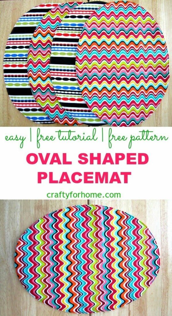 Oval Shaped Placemat Tutorial | Get your free oval-shaped placemat pattern for this 10 minutes easy sewing project as your next DIY home decor. #ovalplacemats #sewingforkitchen #eastersewingprojects #craftforkids #placemattutorials #fatquartercrafts #sewingplacemats for full tutorial on Crafty For Home