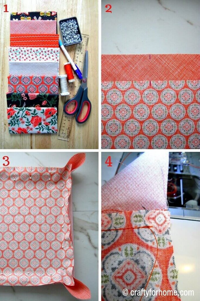Self Binding Cloth Napkins | Easy DIY sewing project on how to make self-binding cloth napkins for your table setting decor. Make this double-sided mitered napkins by using fat quarter fabric or repurpose materials that perfect for DIY homemade gift or craft for sale. #sewingproject #tabledisplay #sewingforkitchen #freesewingtutorials #fatquartercrafts #craftforsale #clothnapkinstutorials #easyclothnapkins #DIYgiftideas for full tutorials on https://craftyforhome.com