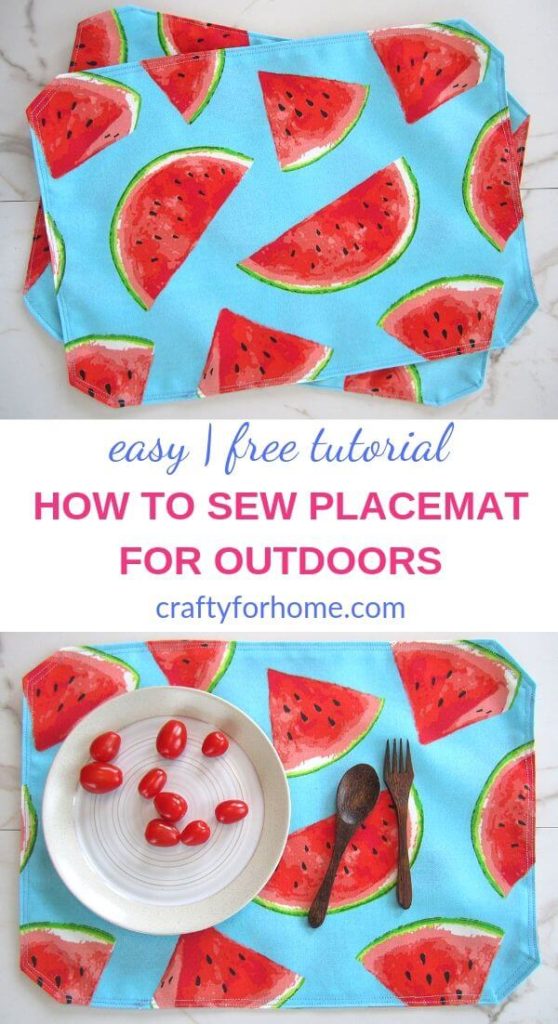 How To Sew Placemat For Outdoors | Sew these easy to make placemats for your next summer parties that are also durable for outdoor use. #sewingforsummer #DIYplacemats | Crafty For Home