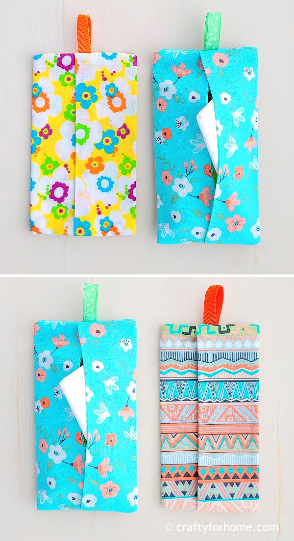 Blue and yellow tissue holders.