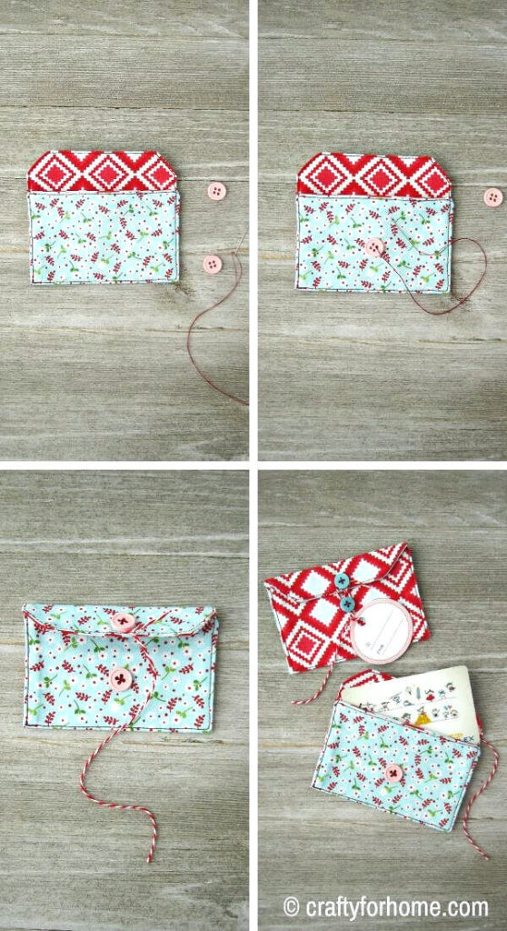 Sewing Button On Fabric Gift Card Holder