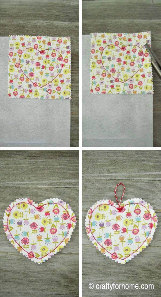 Tracing And Cutting Fabric Heart Garland