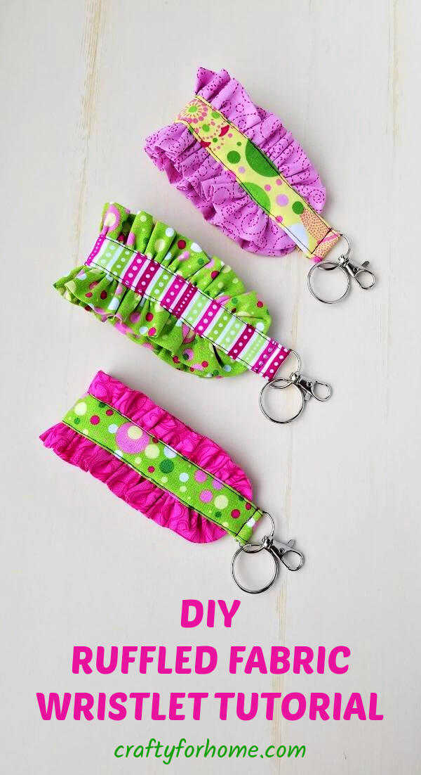 Easy Ruffled Fabric Key Fob Wristlet 