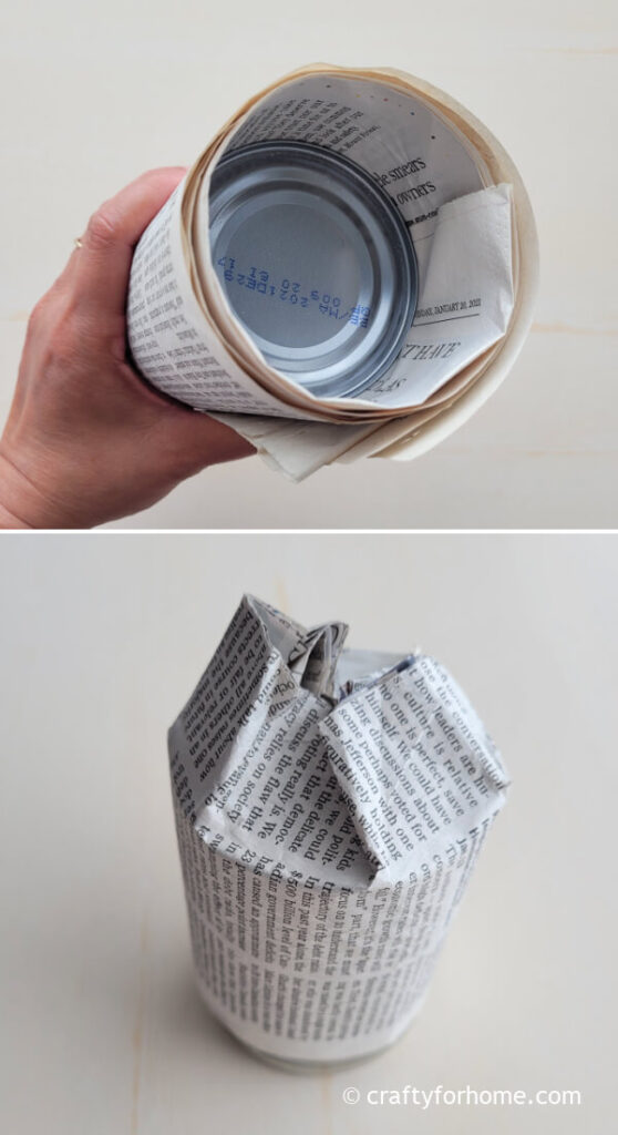 Rolling Newspaper On Tin Can
