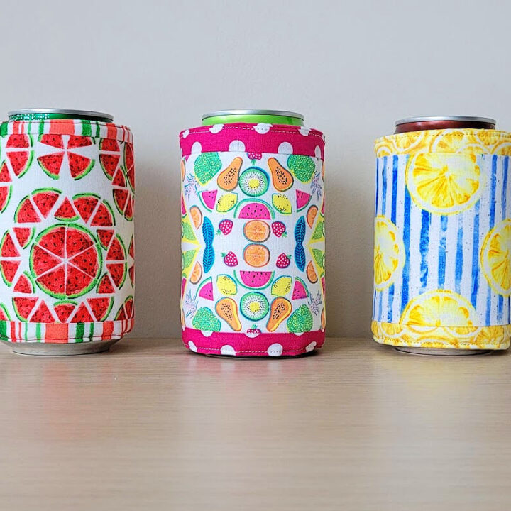 Soda can cozy from fabric.