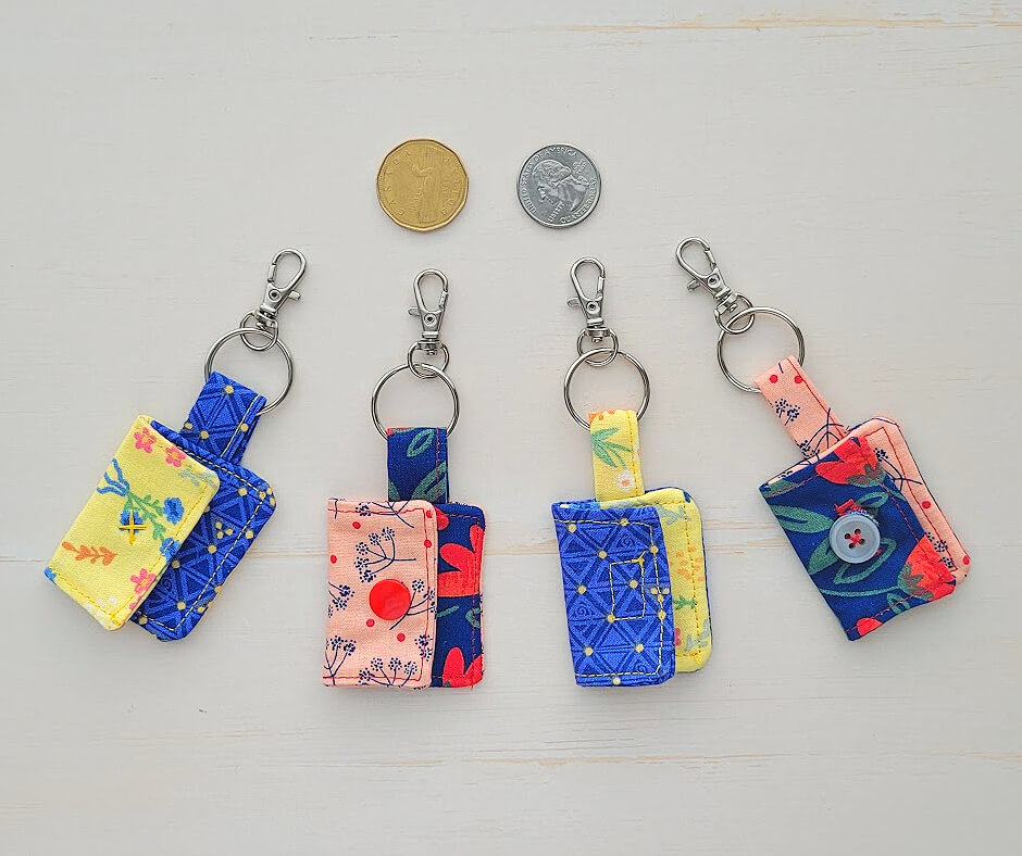 Sew 3 key rings with your fabric scraps, lipstick holder, lighter or  shopping cart token 