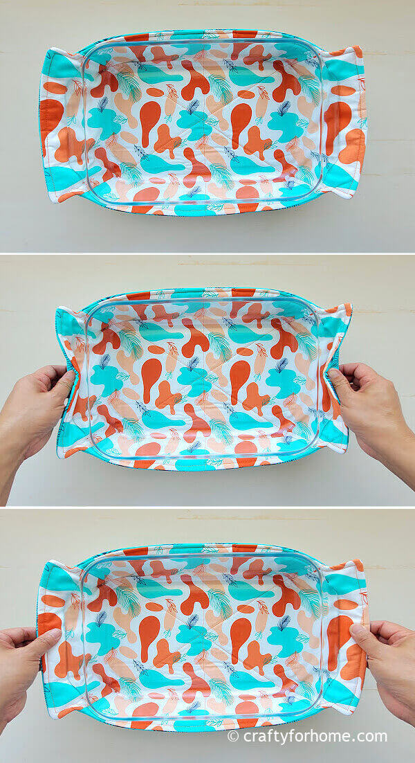 Blue And Orange Fabric For Baking Dish Cozy