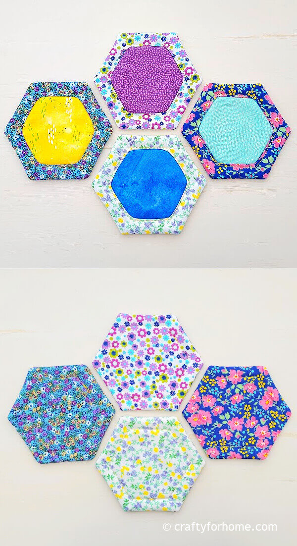 Four hexagon coasters.