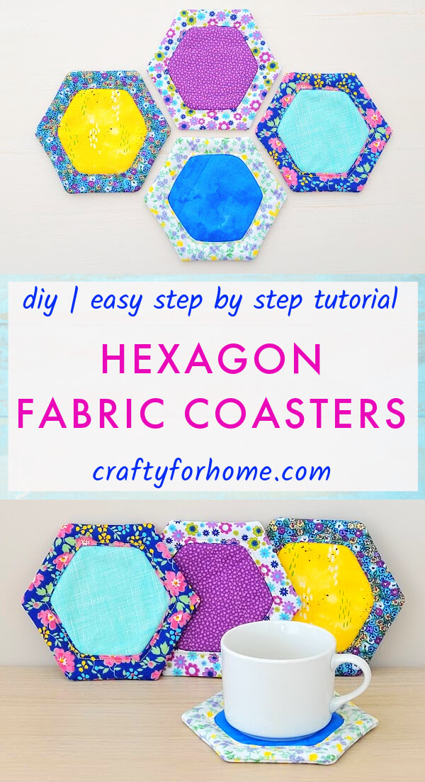 Hexagon fabric coaster.
