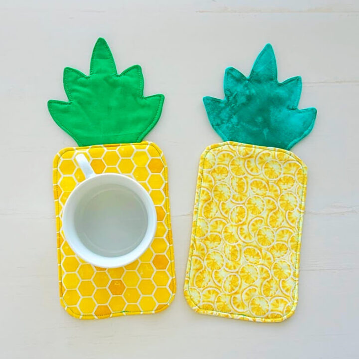 Pineapple Mug Rug From Fabric.
