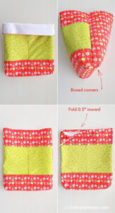 Outer layer bag with red fabric.