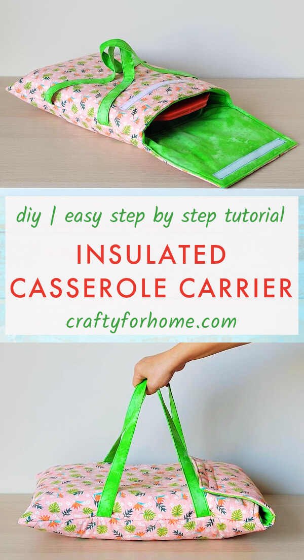 Casserole tote bag carrier from fabric.