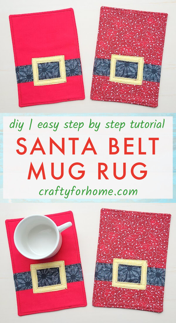 Decorative Santa belt mug rug.