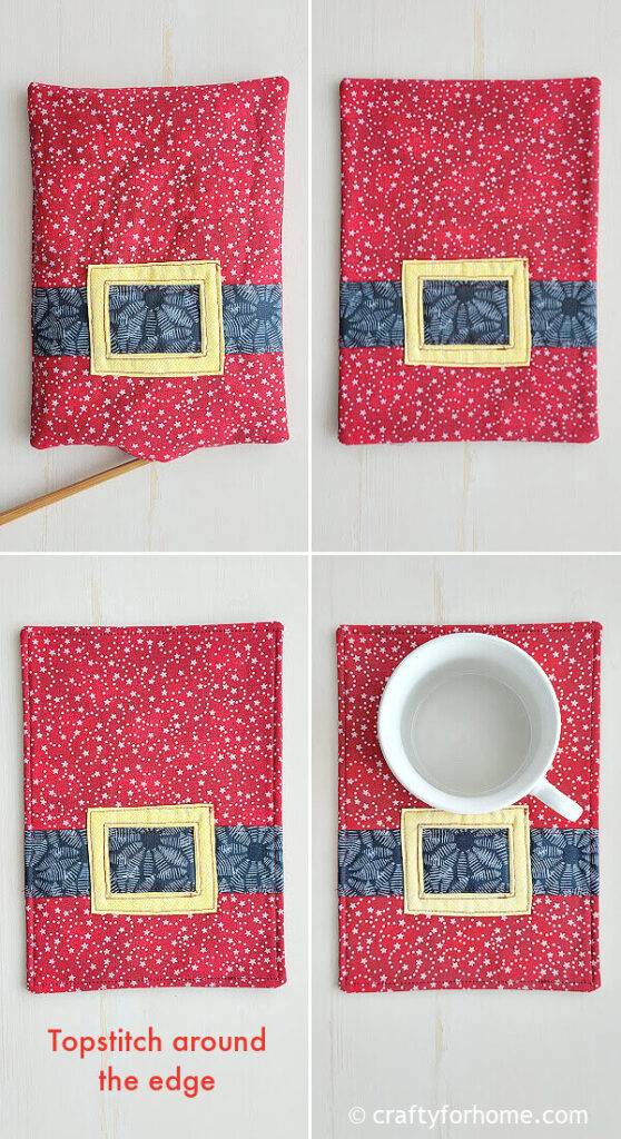 Santa Belt Mug Rug With Reverse Applique | Crafty For Home