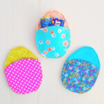 Easter egg treat pouch from square fabrics.