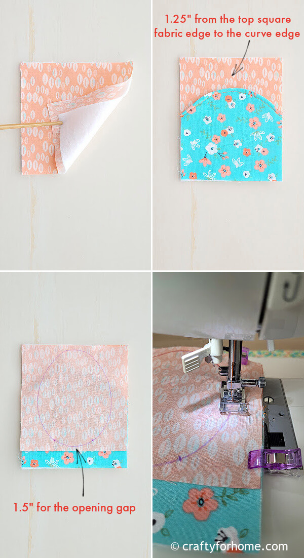 Sewing all square fabric pieces.