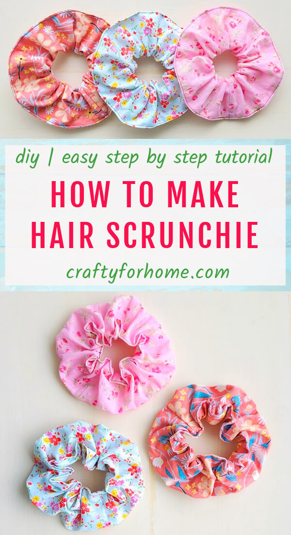 Pink and blue hair scrunchie tutorial.