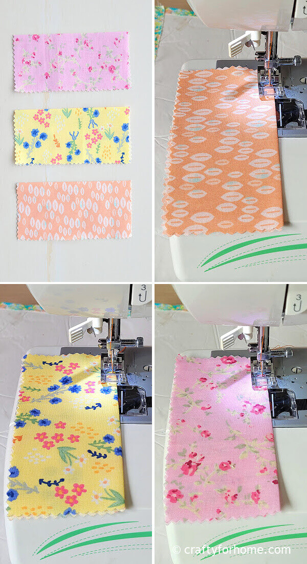 Sewing the fabric square.