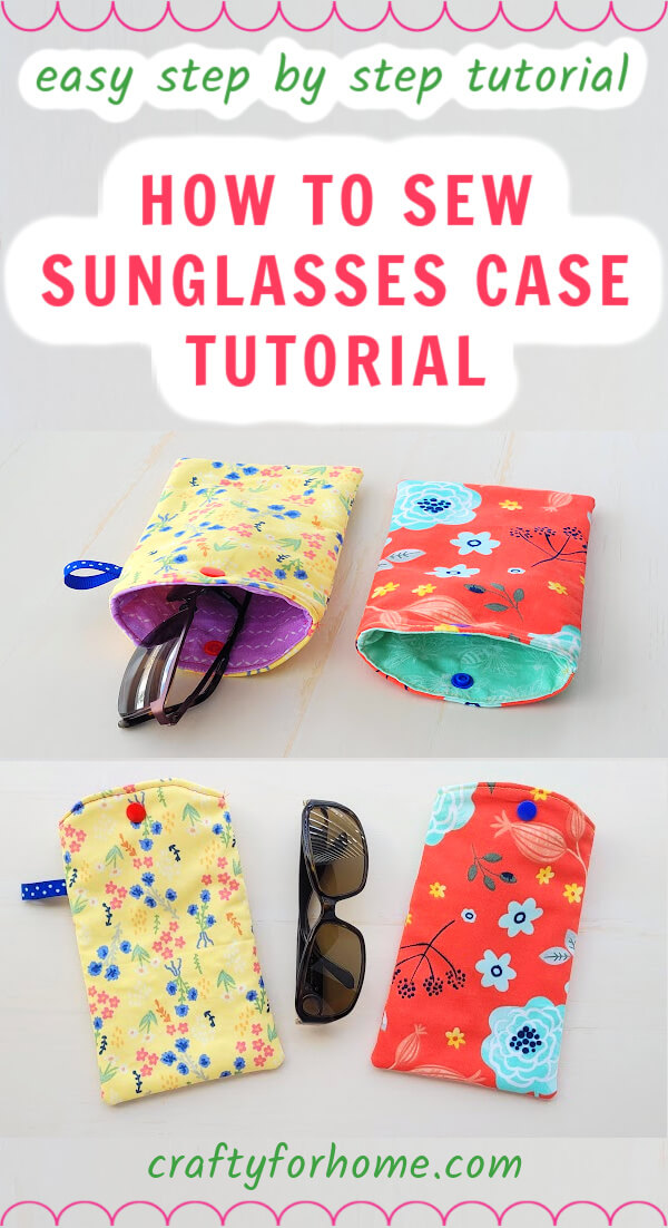 Yellow and red fabric sunglasses case.