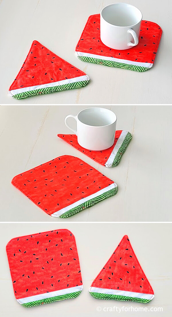 Square and triangle fabric coasters | Crafty For Home