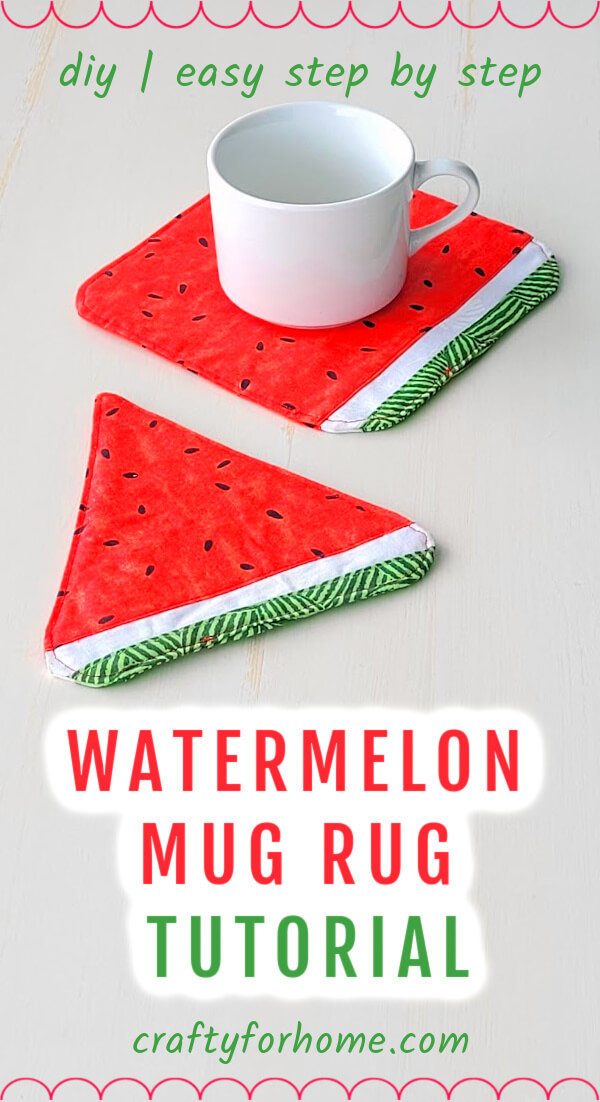 Watermelon Mug Rug from red fabric.