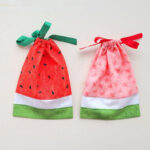Watermelon treat bags from fabrics and ribbon.