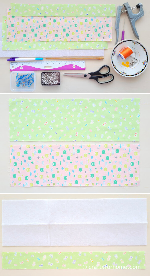 Pink and green rectangle fabric.