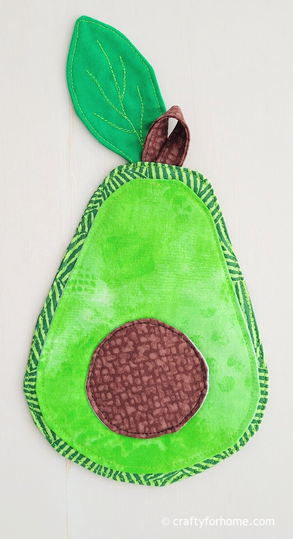 Front side of the avocado coaster.