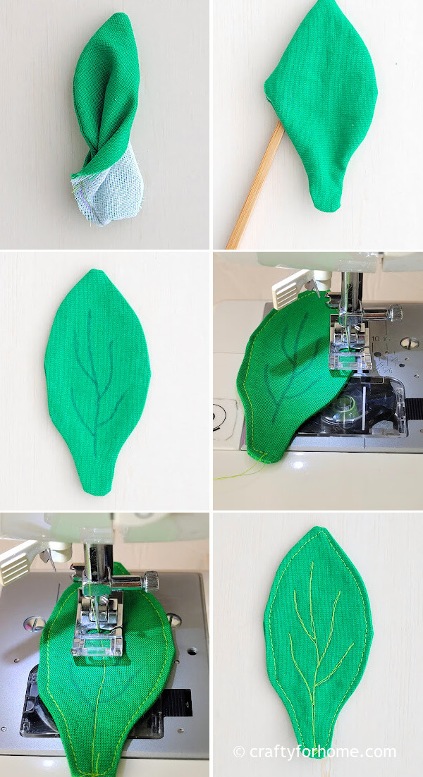 Making fabric leaf.