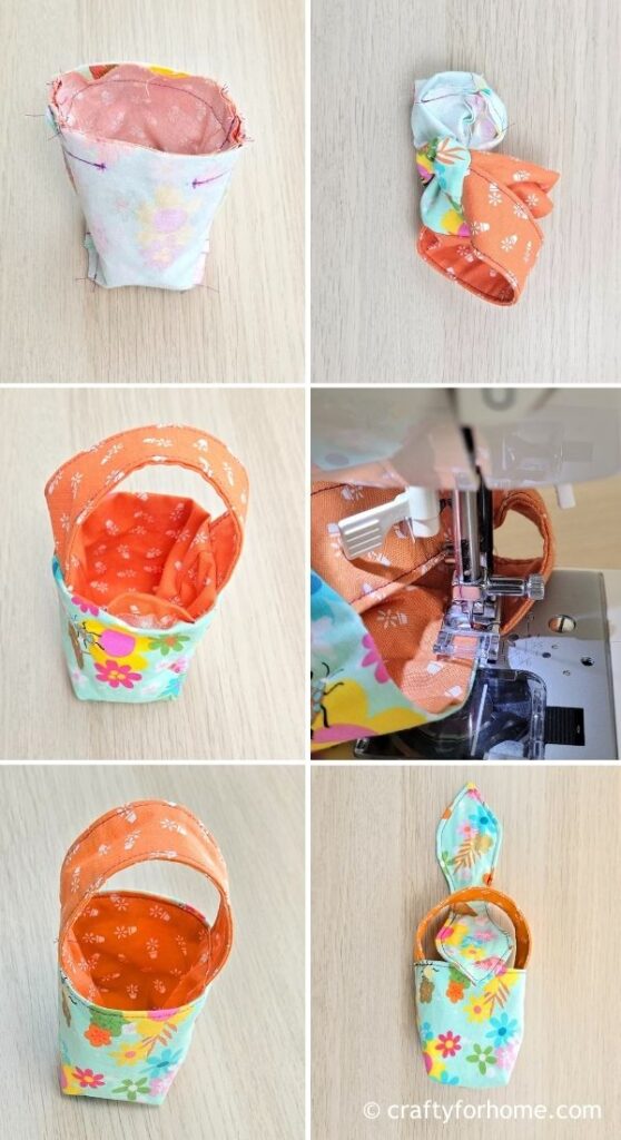 Attaching the fabric bunny ear bow.