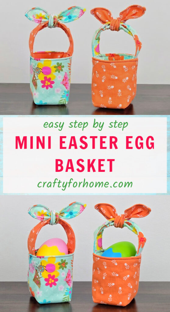Fabric Easter Egg Basket With Bunny Ear Bow.