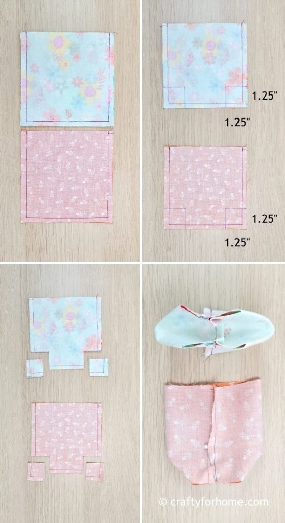 Marking the fabric basket.
