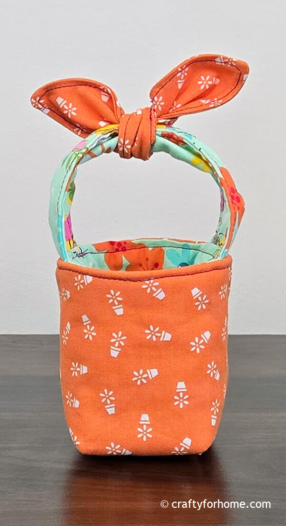 Orange fabric basket.