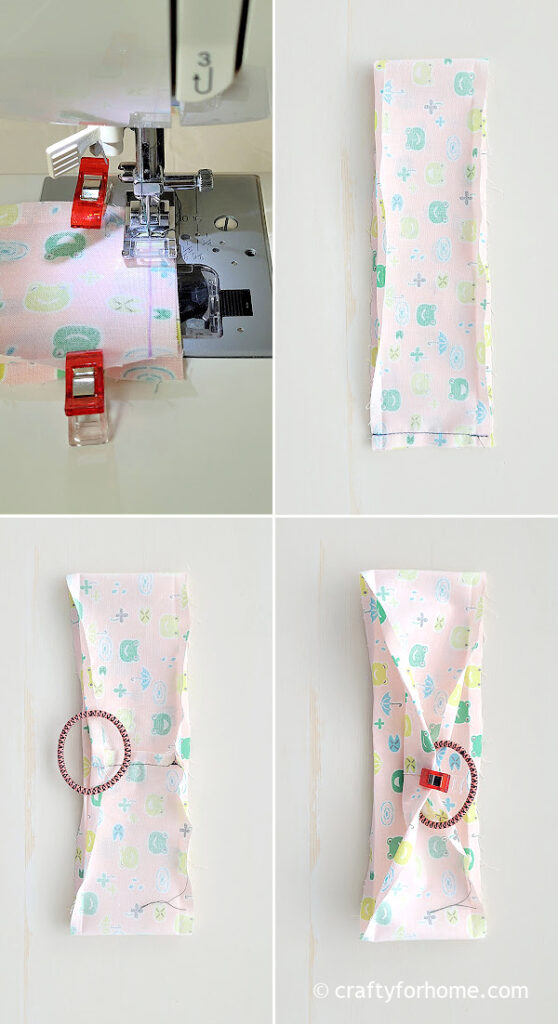 Sewing hair elastic.