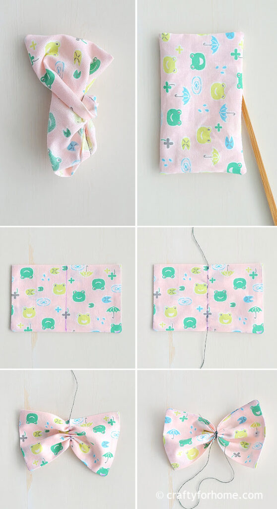 Stitching fabric hair bow.
